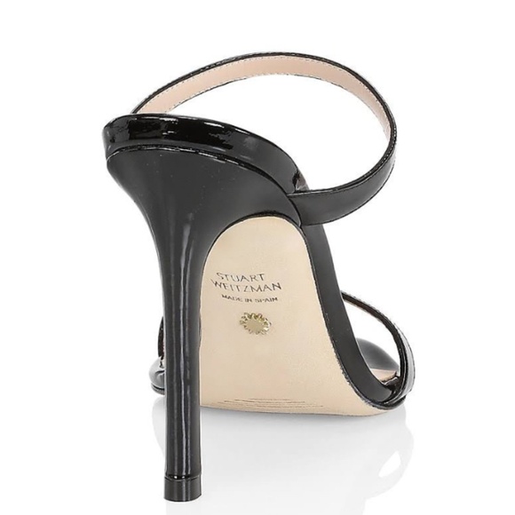 STUART WEITZMAN Aleena 100 Sandal Black Patent Leather Size 8.5 LIKE NEW - Picture 2 of 7